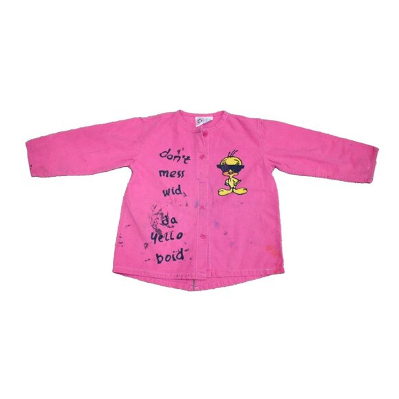 Vintage JG Hook Tweetie Shirt Small Paint Smock 1980s 90s Fishtail Big Graphic - Picture 3 of 8